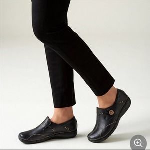 Clarks Unstructured Black Leather Un.Loop Artisan Slip On Loafer Women’s 7.5 N